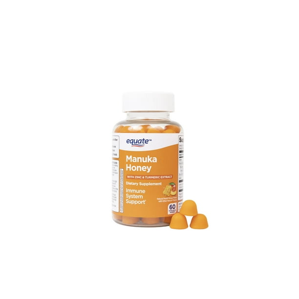 Equate Manuka Honey Zinc and Turmeric Dietary Supplement Gummies, Peach