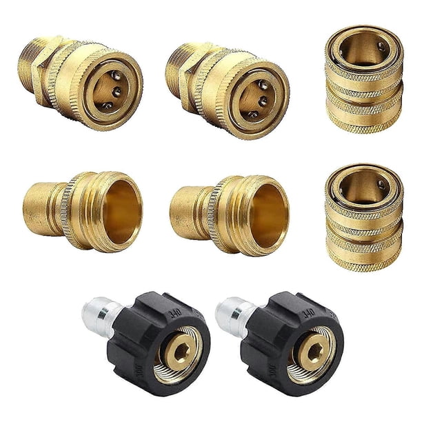 Durable Pressure Washer Adapter Set Anti Deformed Copper Nozzle for Garden Hose 3/8' 3/4' Quick Connect Kit 8pcs/Set