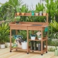 thumbnail image 2 of Potting Bench Outdoor Garden Work Bench Station Planting Solid Wood Construction for Horticulture w/Sink Drawer Rack Shelves, 2 of 7