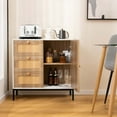 thumbnail image 4 of Costway Rattan Buffet Sideboard with 3 Drawers & 1 Door Sturdy Metal Legs Storage Cabinet, 4 of 10