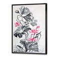 thumbnail image 3 of Designart 'Pink Vintage Lotus Flower and Monochrome Leaves' Traditional Framed Canvas Wall Art Print, 3 of 5