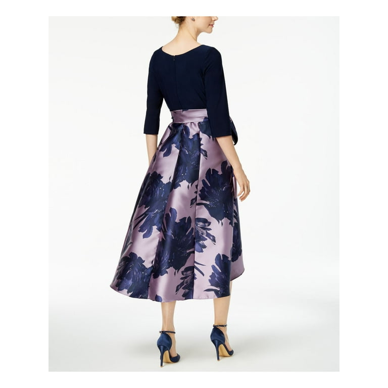 Navy blue floral high low dress online