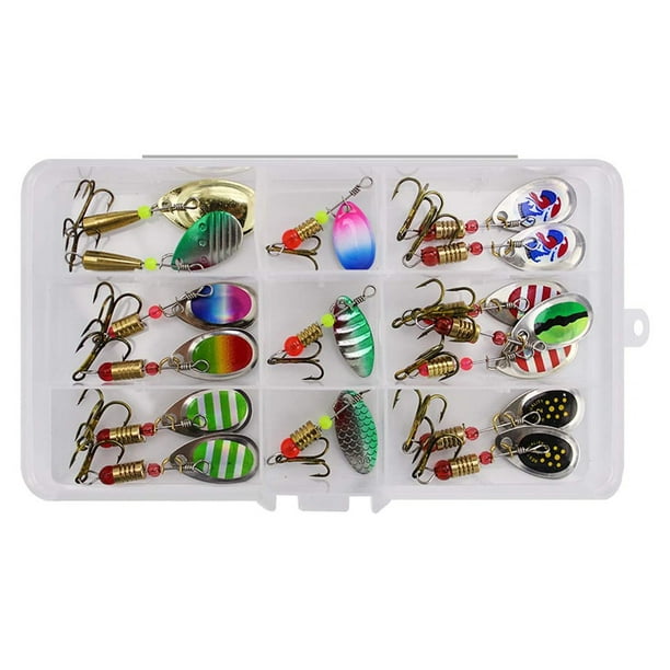 31 Pcs Fishing Lures Kit With Fishing Tackle Box Fishing Spoons Metal Lures  Colorful Vivid Bright Metal Fishing Bait 