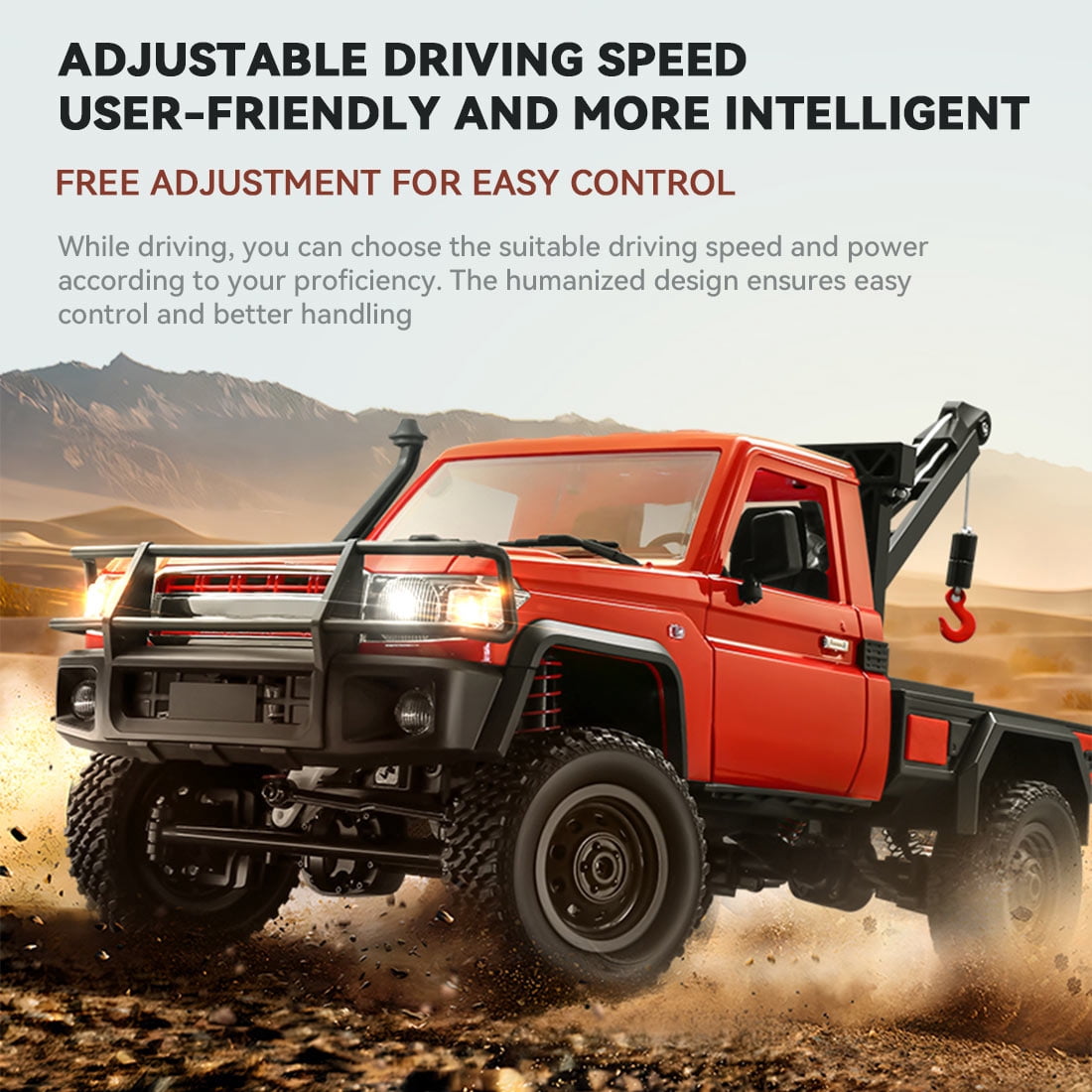 1/12 Full-proportional 4WD RC Crawler Car, 2.4G 6KM/H Off Road Vehicle with Functional Crane, Liftable Hook & 2-Speed, Gift for Engineering Enthusiasts (RTR/Red)