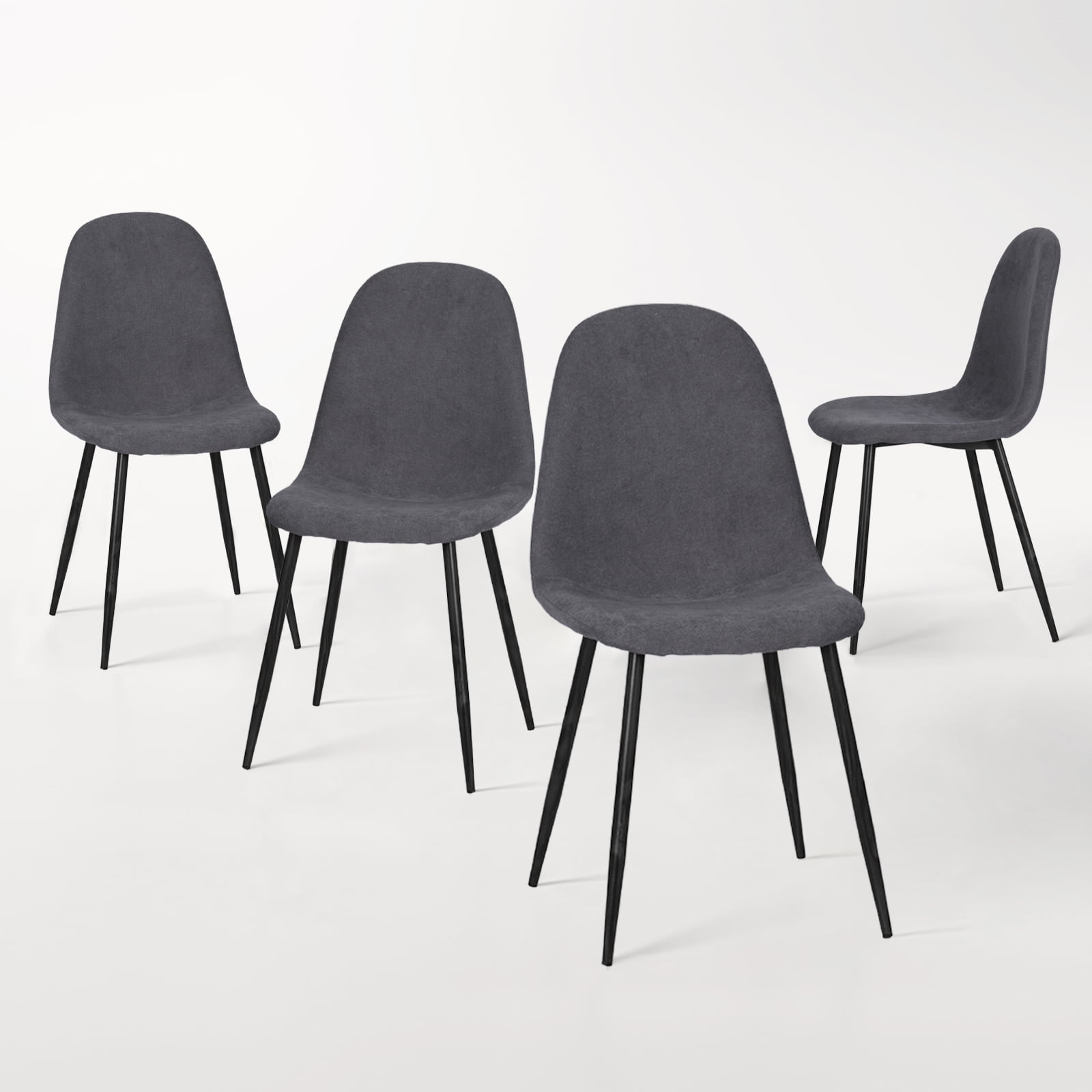 Homy Casa Set of 4 Modern Dining Chairs Upholstered Side Chairs with Ergonomic Curved Back and Sturdy Metal Legs for Family Dining Room Kitchen and Apartment