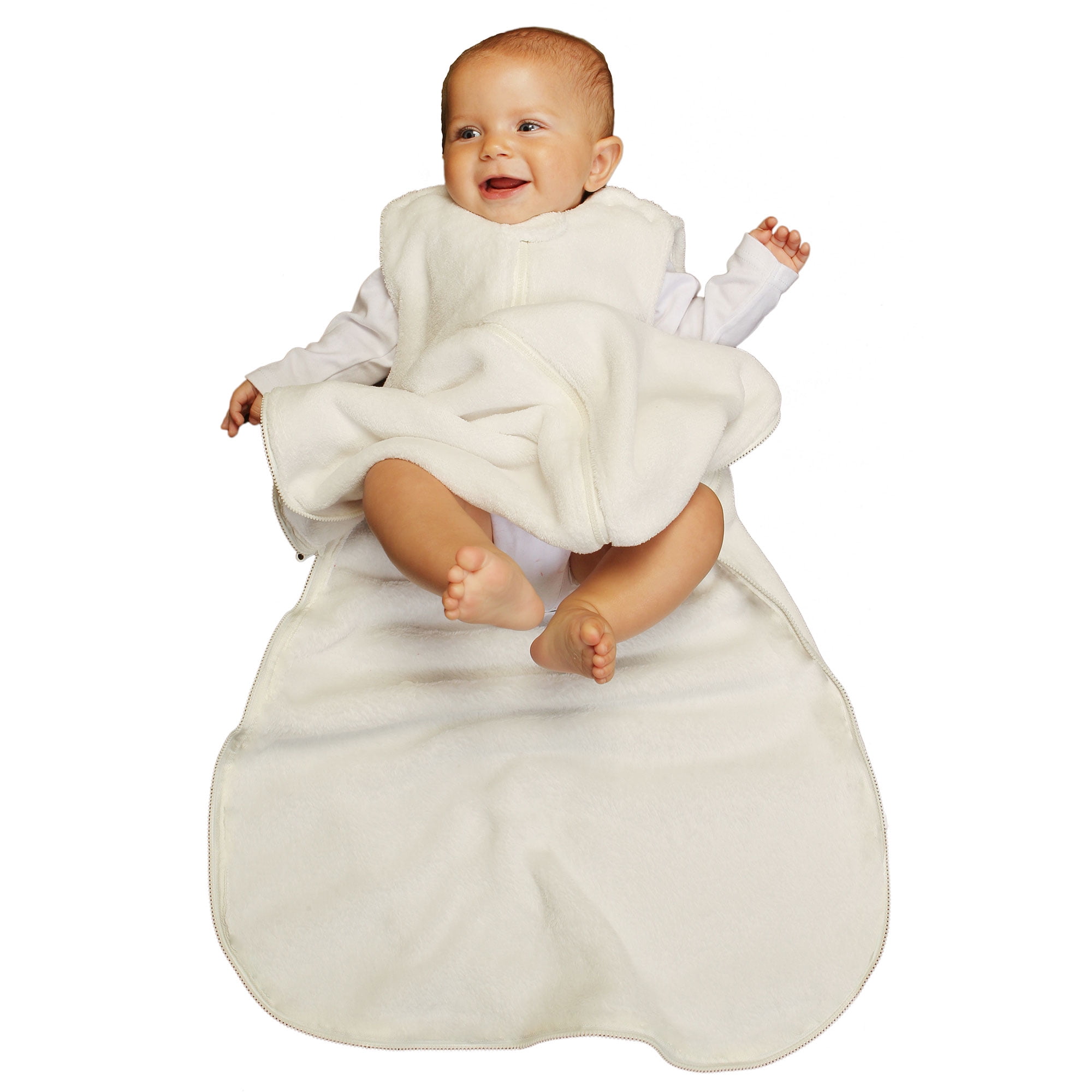Gunamuna Unisex Baby Wearable Blanket Sleeper Cream Solid Fleece Sack Medium 9 18 Month Walmart