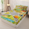 thumbnail image 2 of Manfei Toy Cars Zipper Twin Comforter Sets with Fitted Sheet and 2 Pillowcases,Cartoon Boys Art Zipper Bedding Set,Gray,Polkadot Reversible,4pcs, 2 of 8