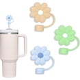 thumbnail image 2 of Paquete de 3 compatibles con vaso Stanley de 30 y 40 onzas, tapa de pajita de flores de 10 mm, lindas fundas de pajita de silicona, protectores de pajita, tapas de pajita de silicona suave de varias f, 2 of 4