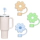 thumbnail image 2 of Paquete de 3 compatibles con vaso Stanley de 30 y 40 onzas, tapa de pajita de flores de 10 mm, lindas fundas de pajita de silicona, protectores de pajita, tapas de pajita de silicona suave de varias f, 2 of 4