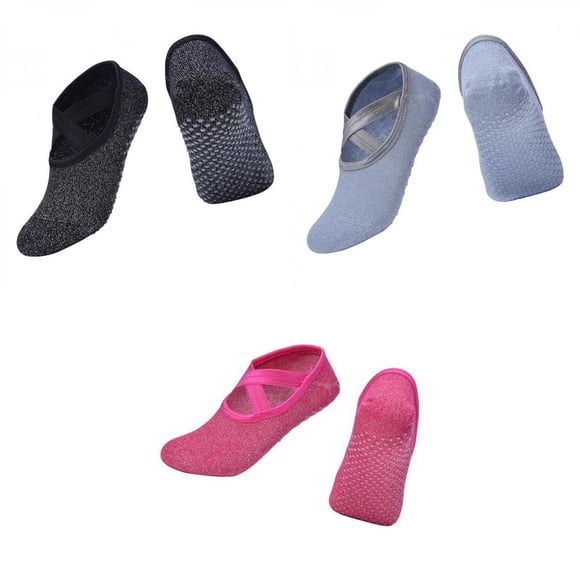 Calcetines antideslizantes de yoga Sunnimix 3 pares Rosa Gris negro