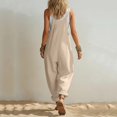 thumbnail image 5 of JFGHDG Women's Casual Loose Long Cotton Bib Overalls Baggy Linen Jumpsuits Rompers Wide Barrel Leg Pants with Side Pockets Beige L, 5 of 7