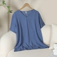 thumbnail image 4 of Womens Summer Tops Lady Tops Short Sleeve Womens Blouses Long Show Shoulder Women Tunic T Shirt Silk Women Shirts And Turtleneck Top Plain Mid Sleeve Shirt Tan Long XL, 4 of 4