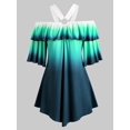 thumbnail image 1 of Abrir hombro volantes O Ring Ombre más tapa del tamaño Rosegal Camisetas tallas grandes, 1 of 5