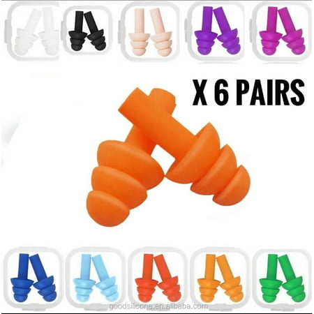 

6 * Pairs Reusable Soft Silicone Ear Plugs In Cases Sleep Anti Noise Earplugs