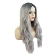 thumbnail image 3 of Gradient Color Female Long Hair Fashion Mid-Length Curly Wig Hood(2Pack), 3 of 4
