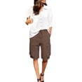 thumbnail image 5 of SwiftWear Women's Casual Wide Leg Cargo Shorts with Zipper Pockets Elastic Waistband Lose Lightweight Knee Length Shorts for Outdoor Daily Wear, 5 of 8