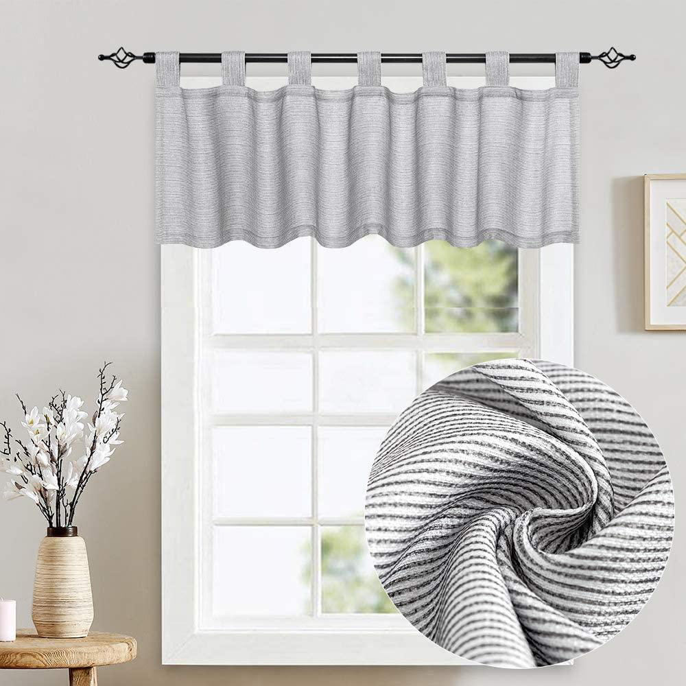 Jinchan Kitchen Tie Up Valances Curtains For Windows 18 Inch Length Waffle Weave 