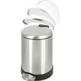 thumbnail image 3 of Small Trash Can, 1.2 Gallon | Round Stainless Steel Garbage Bin with Soft Close Lid & Step Foot Pedal Metal Waste Basket Removable Inner Bucket,, 3 of 5