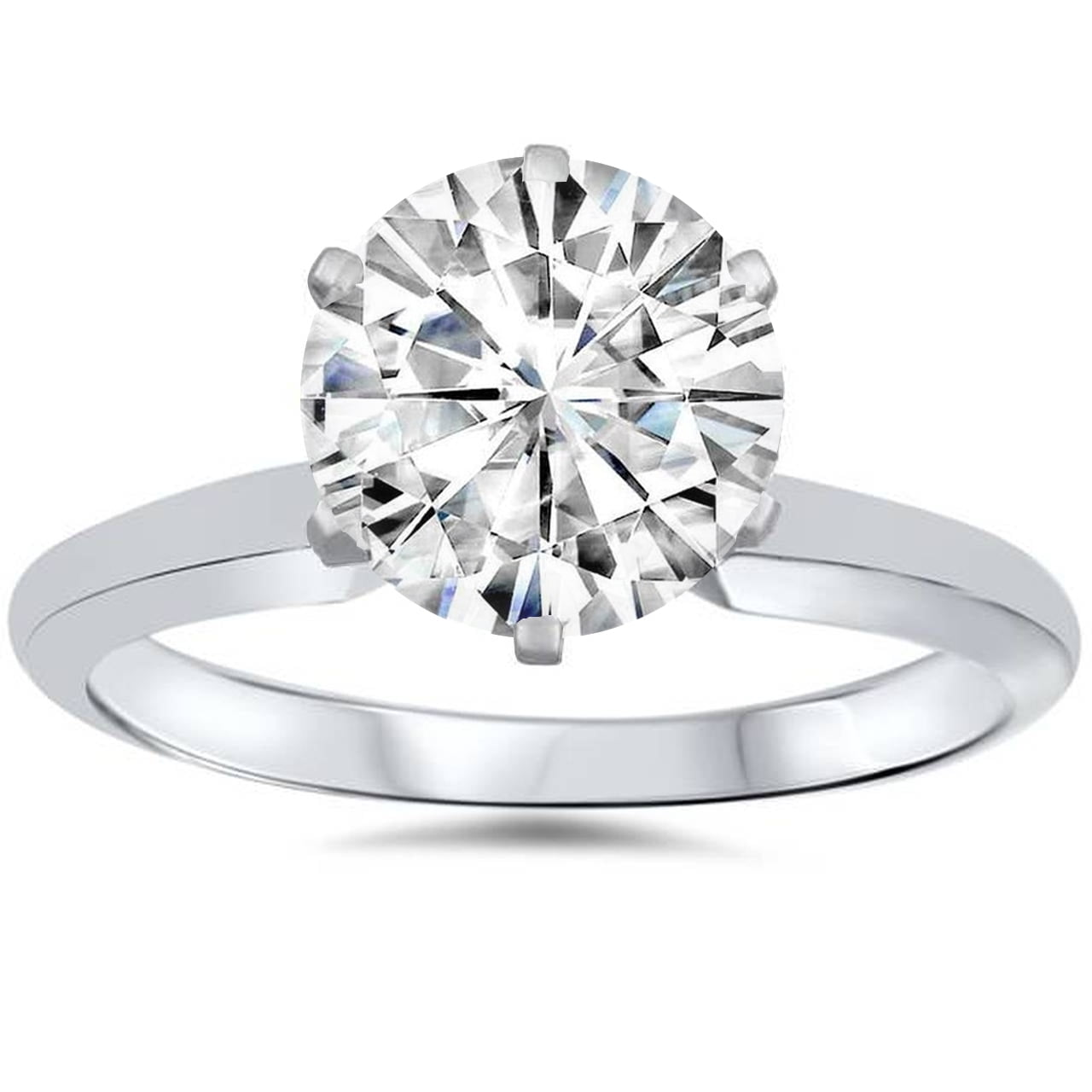 14K White Gold Over 3-Stone 2 Ct Round Cut Moissanite Solitaire Engagement Ring 