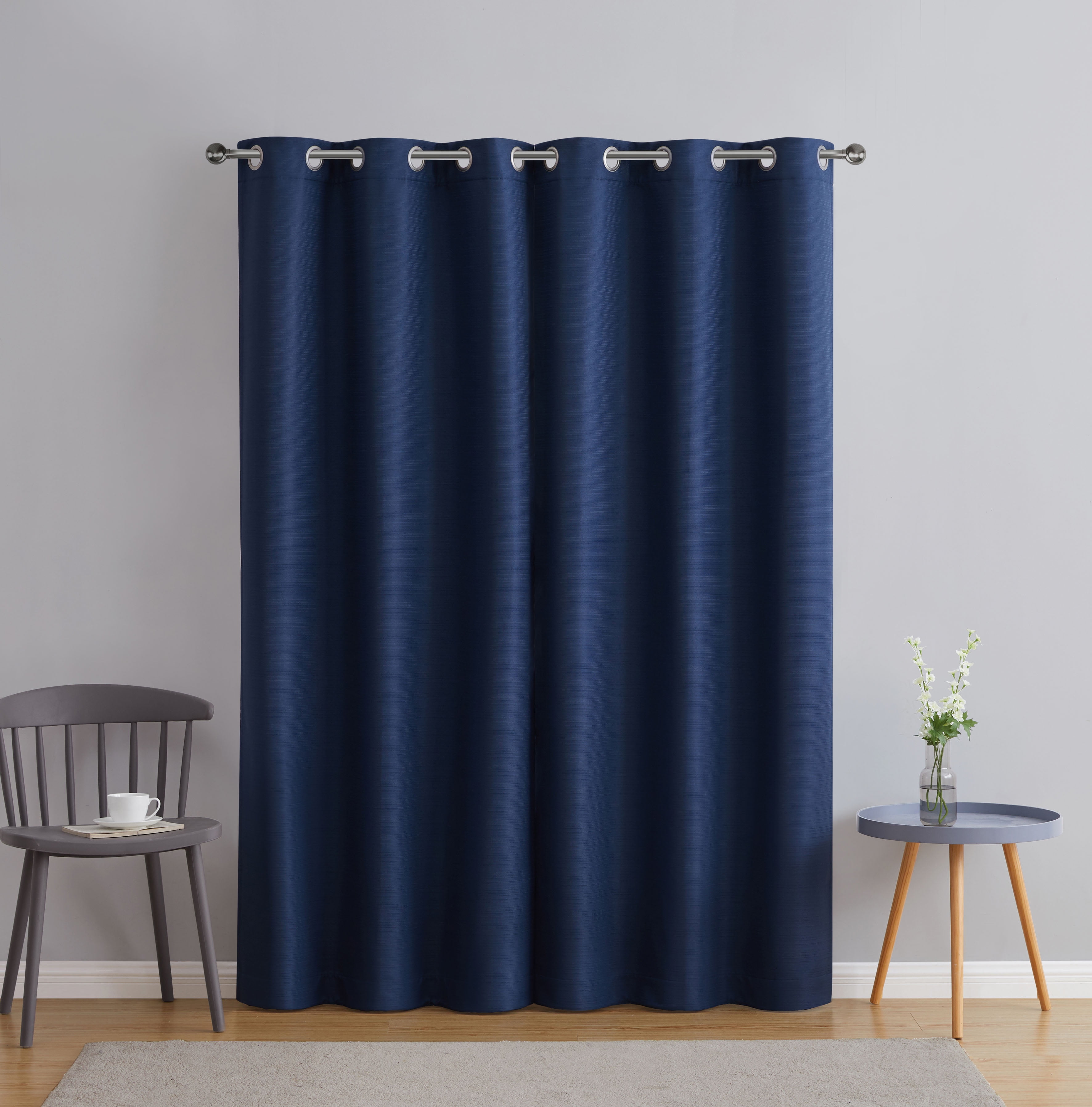 Serta So Dark 100% Blackout Navy Grommet Top Curtain Panel Pair, 37" x 84"