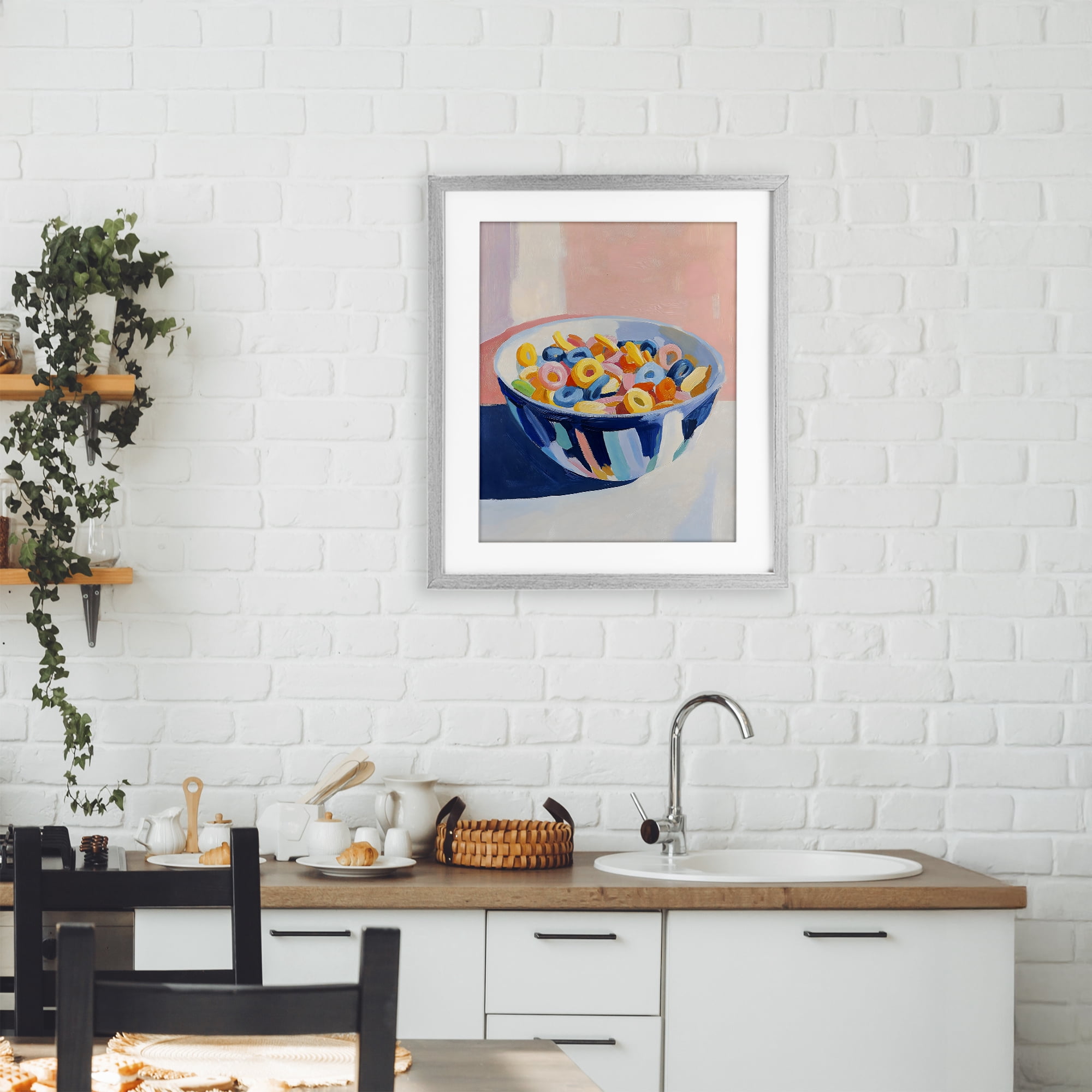 Stupell Industries Colorful Cereal Bowl Gray Framed Print Under Glass, design by The Prints Vibe