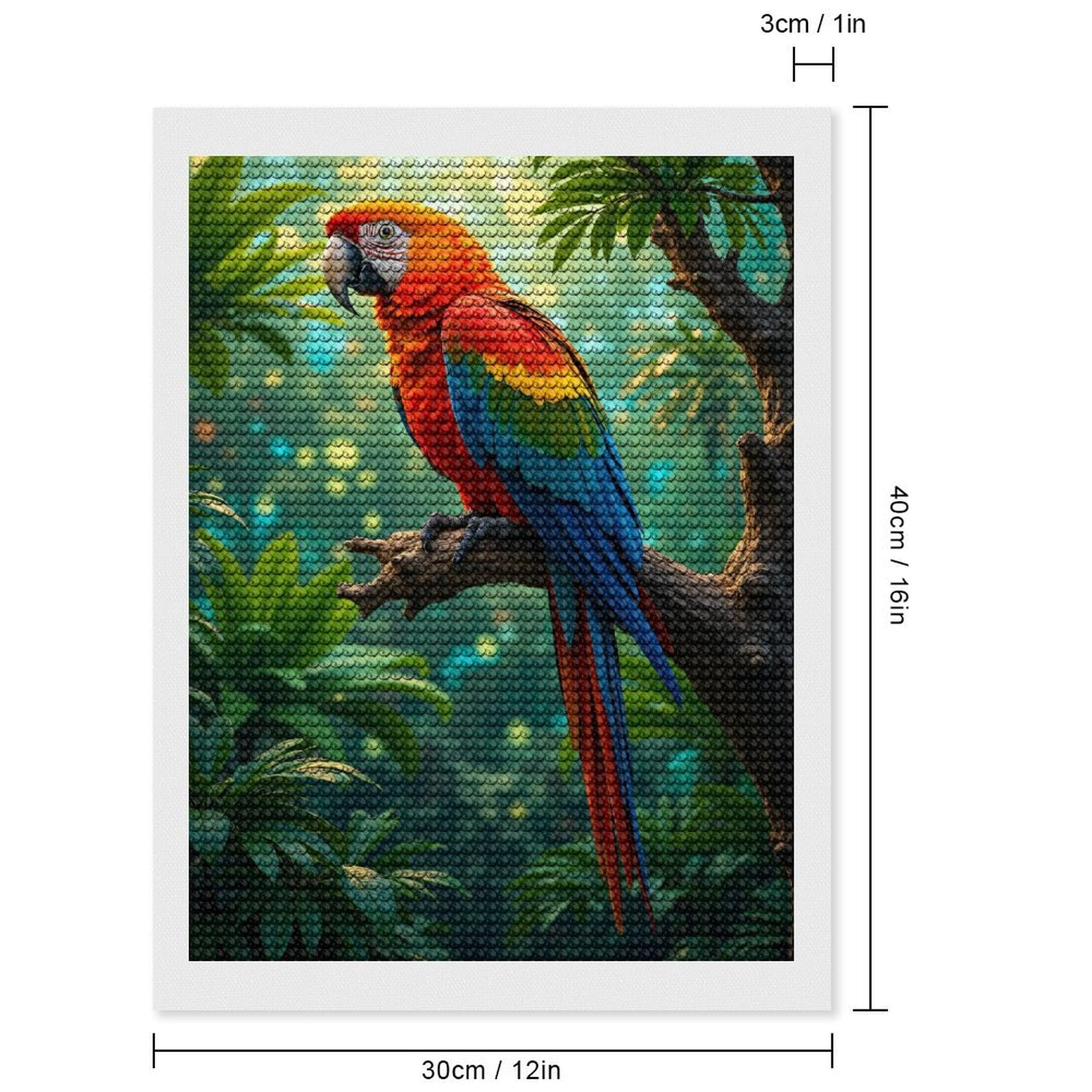 Diamond Art Kits for Adults - Colorful Bird Perched In Lush Jungle 5d Diamond Painting for Adults, Diamond Art for Adults Beginners, Frameless Diamond Painting Kits for Adults for Home Wall Decor