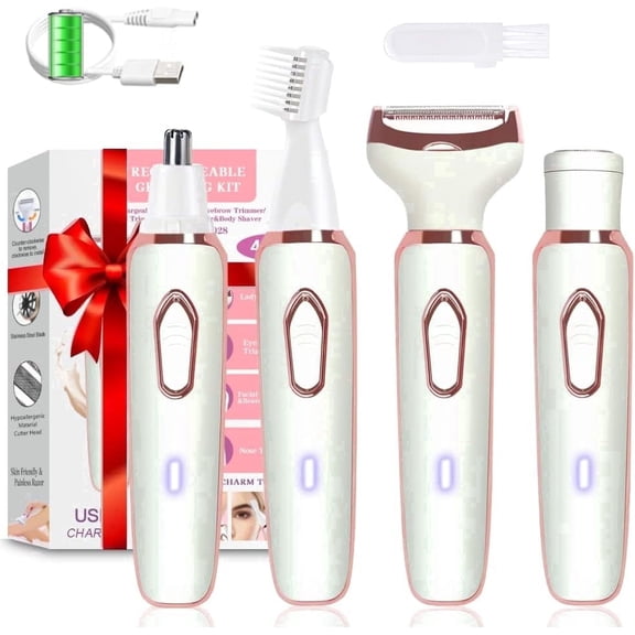 Obacre Electric Razor for Women Electric Shaver, Trimmer for Women 4 in 1 Hair Trimmer, for Nose Hair Eyebrow Bikini Beard Trimmer, Cordless Portable Rechargeable Body Razor Wet & Dry