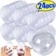 thumbnail image 2 of 1/24 piezas de bolas de plástico rellenables para hacer tú mismo, adornos huecos transparentes para colgar en el árbol de Navidad, caja de bolas abierta, decoración de regalo para fiesta de bodas, 2 of 5
