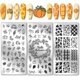 thumbnail image 1 of Placa de estampado de uñas con temática otoñal de Acción de Gracias, 88 diseños, plantilla de acero inoxidable, 3 piezas, hojas, calabazas, cuadros, bendición otoñal., 1 of 9