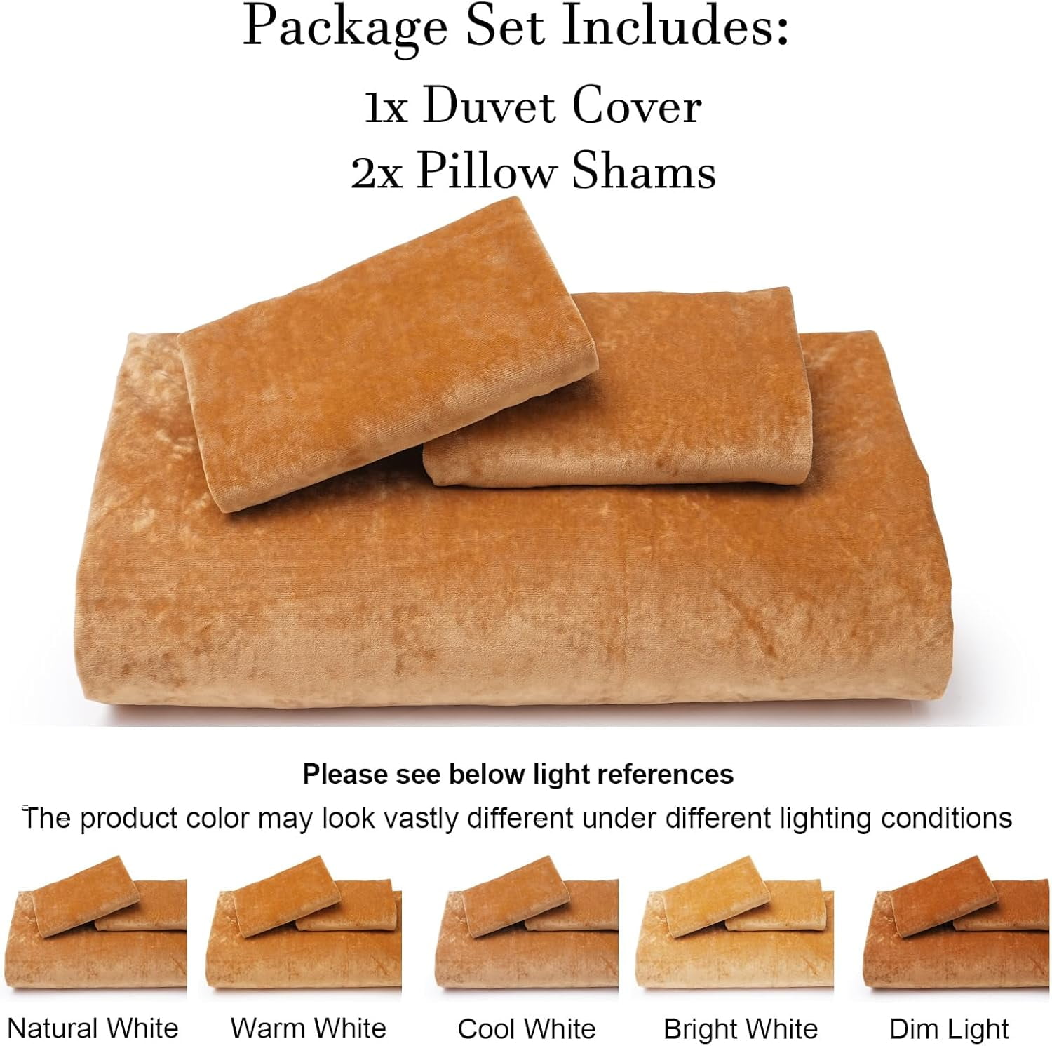 PHF Truly Velvet Duvet Cover Set King Size, 3 Pieces Luxury Ultra Soft Comforter Cover Set, Warm Flannel Duvet Cover with 2 Pillow Shams Bedding Collection, 104"x90", Brown Sugar (No Insert)
