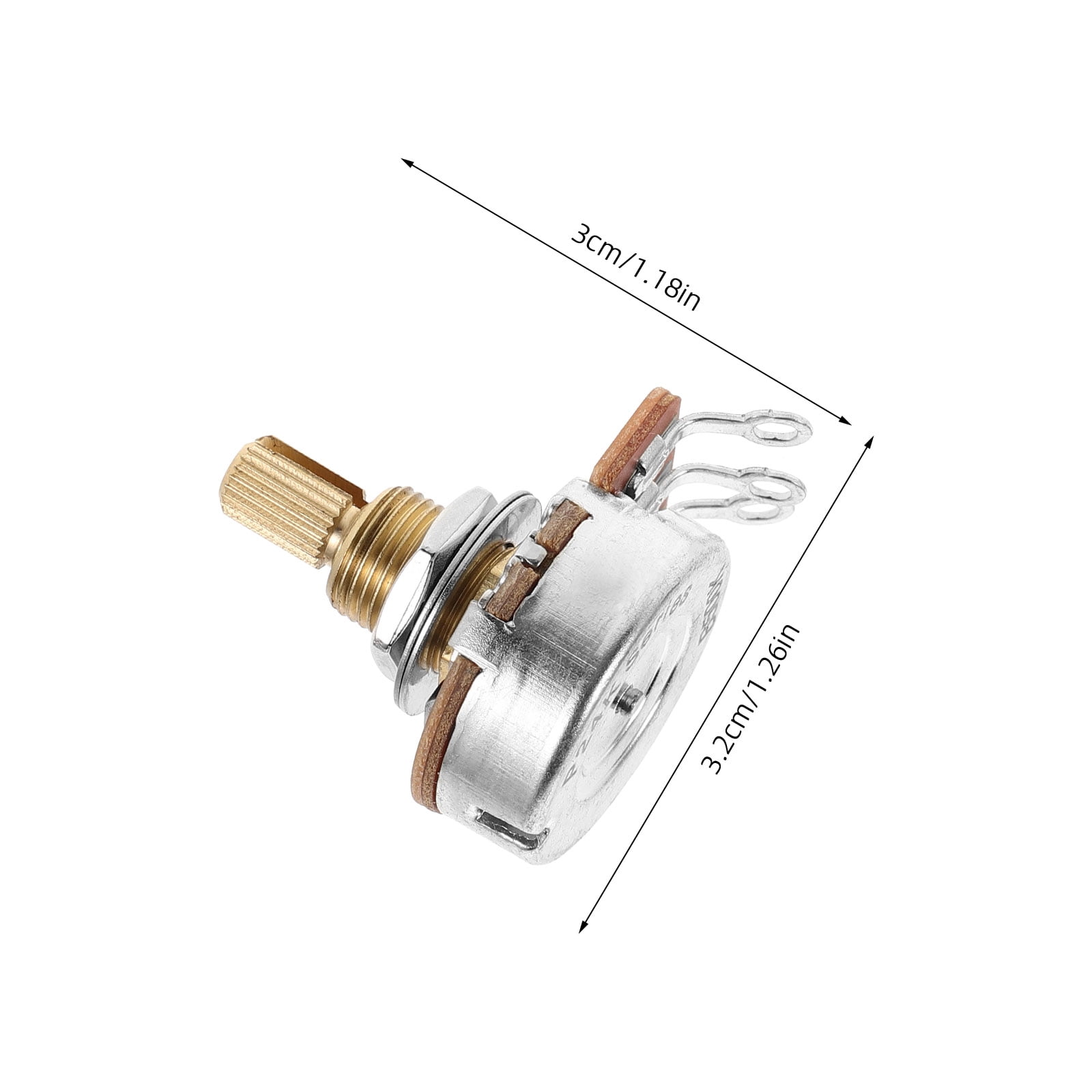 OUNONA Golden Metal Audio Taper Potentiometer for Electric Guitar and Bass with 24 Tooth Split Shaft
