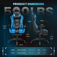 thumbnail image 3 of JONPONY Big and Tall 500LBS Gaming Chair, 3D Armrests Gamer Chair PU Leather with Footrest and Lumbar Support, Ergonomic Design, High Back Game Chair Support Long Sitting, Blue Computer Chair, 3 of 10