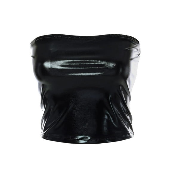 MixMatchy Women's PU Cropped Lightweight Tube Top