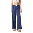 thumbnail image 3 of Elippeo Women Summer Leisure Baggy Pants Elastic Waist Button Wide Leg Plaid/Striped Pants, 3 of 9