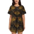 thumbnail image 1 of Vsdgher Motif Mandala Libellule Dorée Pyjama Femme 2 Pcs Manches Courtes Ensemble de Nuit, Ensemble de Pyjama Doux d'Été Décontracté, 2 Pcs PJ-Petit, 1 of 6