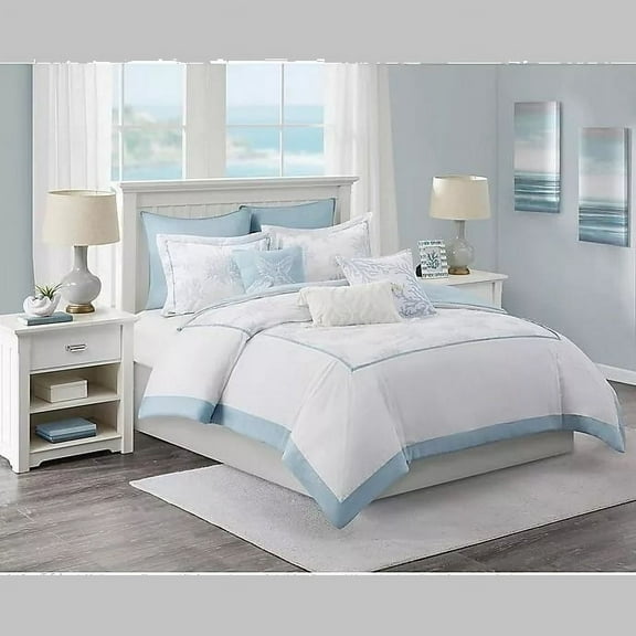 Harbor House 3-Piece PALMETTO BAY Comforter Set,  white/blue,Embroidered