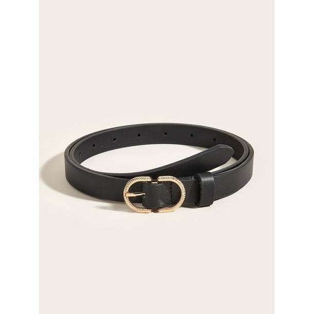 RO Cinturones de cuero delgados para mujer, cinturón de cintura de mezclilla delgado, cinturón de cintura delgado de color sólido con hebilla de aleación para vestido de jeans 1 pieza