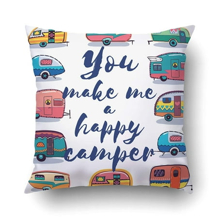 You Me And The Sea Cushion ARTJIA You Make Me A Happy Camper Happy Camper Pillowcase Pillow Cushion Cover 18x18 inch ()