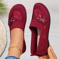 thumbnail image 3 of Women's Orthopedic Loafers Shoes Lightweight Knit Butterfly Embroidered Slip on Comfortable Walking Shoes with Arch Support Red Size 9, 3 of 5