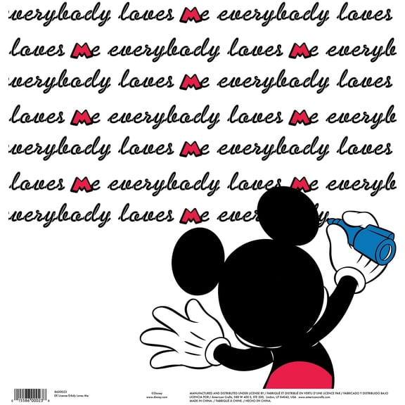 Ek Disney Single-Sided Cardstock 12"X12"-Mickey Everybody Loves Me