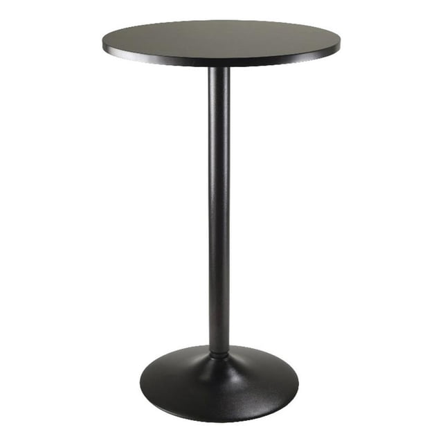 Pemberly Row Round Contemporary Wood/Metal Pub Table in Black