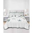 thumbnail image 3 of Quilts Full Size, Teal Eucalyptus Coastal Soft Comforter Bedding Set for Bed, Beach Starfish Shells Lightweight Quilted Bedspread with Pillow Cover(2 Pieces) for All Season, 78x90 Inch, 3 of 6