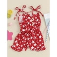 thumbnail image 5 of Hirigin 4th of July Toddler Girl Outfit Stars Stripe Flag Tie-Up Romper Overall Shorts 12M 18M 2T 3T 4T 5T Girls Fourth of July Clothes, 5 of 8