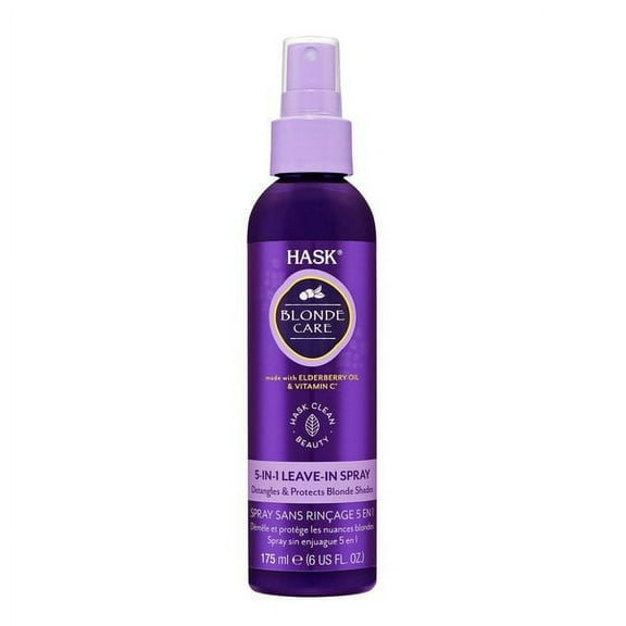 HASK Blonde Care Sulfate-Free Purple Toning 5-in-1 Leave-In Spray, 6 fl oz