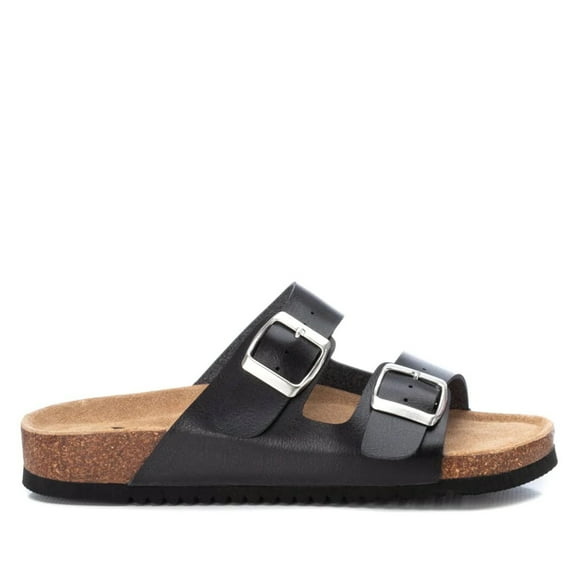 Women's Double Strap Buckle Sandals By XTI_141347_Black