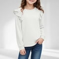 thumbnail image 2 of yocbz Tops for Teen Girls Toddler Boys Girls Long Sleeve T Shirts Casual Crewneck Basic Tees Fall Solid Color Cotton Undershirts White,Size for 9-10 Years, 2 of 5