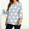 thumbnail image 6 of purcolt Womens Heart Print Oversized Tops Plus Size 3/4 Sleeve Crew Neck Graphic Tees Casual Loose Fit T Shirts, 6 of 7