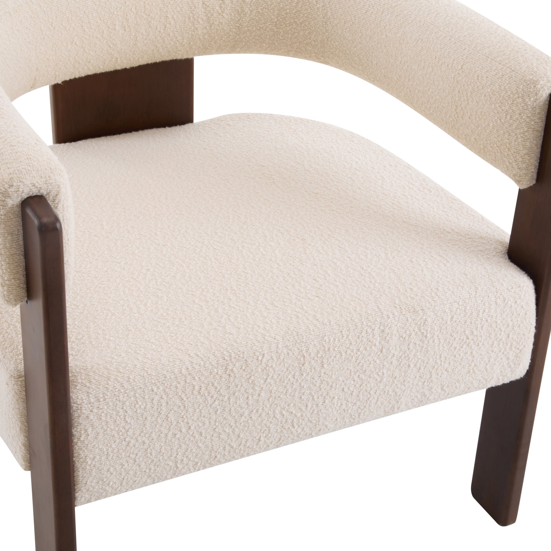 Christopher Knight Home Modern Boucle Upholstered Accent Armchair with Barrel Back, Wood Legs, Beige, Set of 2