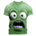 thumbnail image 3 of EliteGoogv Mens T Shirt Funny Expression Graphic Short Sleeve Tee For Men Breathable Casual Top With Cute Cartoon Face Summer Shirt Light Green 2XL, 3 of 7