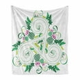 thumbnail image 1 of Celtic Soft Flannel Fleece Throw Blanket, 3 Legged Macro Single Celtic Form with Curved Lines Extending from Centre Print, Cozy Plush for Indoor and Outdoor Use, 70" x 90", Green Pink, by Ambesonne, 1 of 6